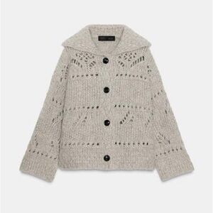 NWT Zara pointelle chunky knit cardigan sweater size small